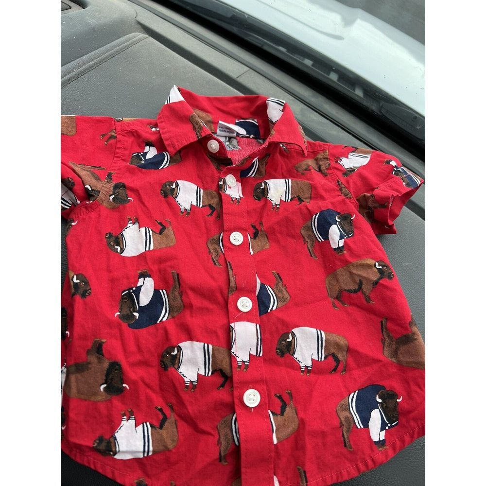 Old Navy Red Buffalo Camp Shirt‎ Baby Boy 6-12m
